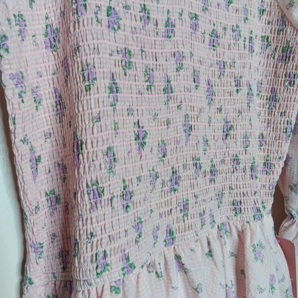 Ivy City Co Teagan Dress M Purple Gingham Floral Smocked Bodice Cottagecore NWT - Picture 4 of 11
